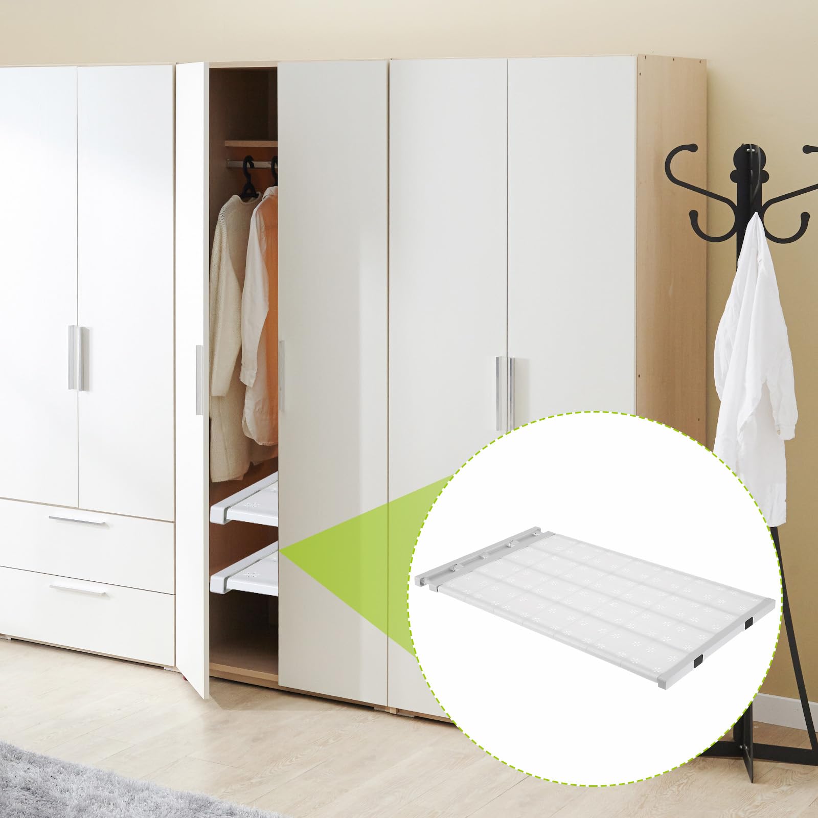 QUARKZMAN Etagere De Placard Extensible 73cm A 125cm Organisateur De Placard Reglable 2.3cm x 42cm Rangement Motif Fleur pour Wardrobe Cupboard Kitchen Bedroom