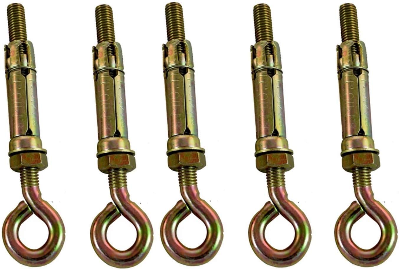 ABBASALI High Strength Metal Sleeve Shield Closed Hook/Eye Hook | Open Hook Anchor Bolt Pack of 5 (CLOSED HOOK, 12 MM)