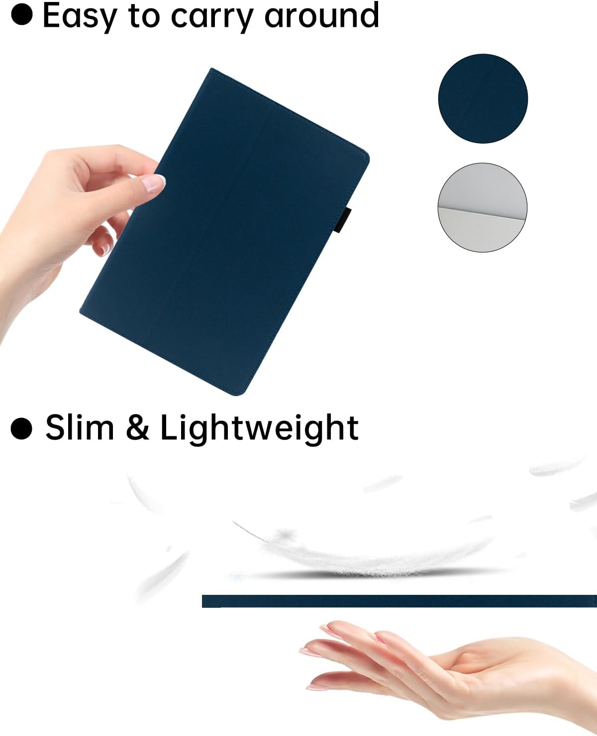 Case for Teclast T65 Max Android 14 Tablet 13 inch Tablet New，WUNIAK Premium Leather Business Folio Stand Cover for Teclast T65 Max with Hand Strap for Tablet,Dark Blue