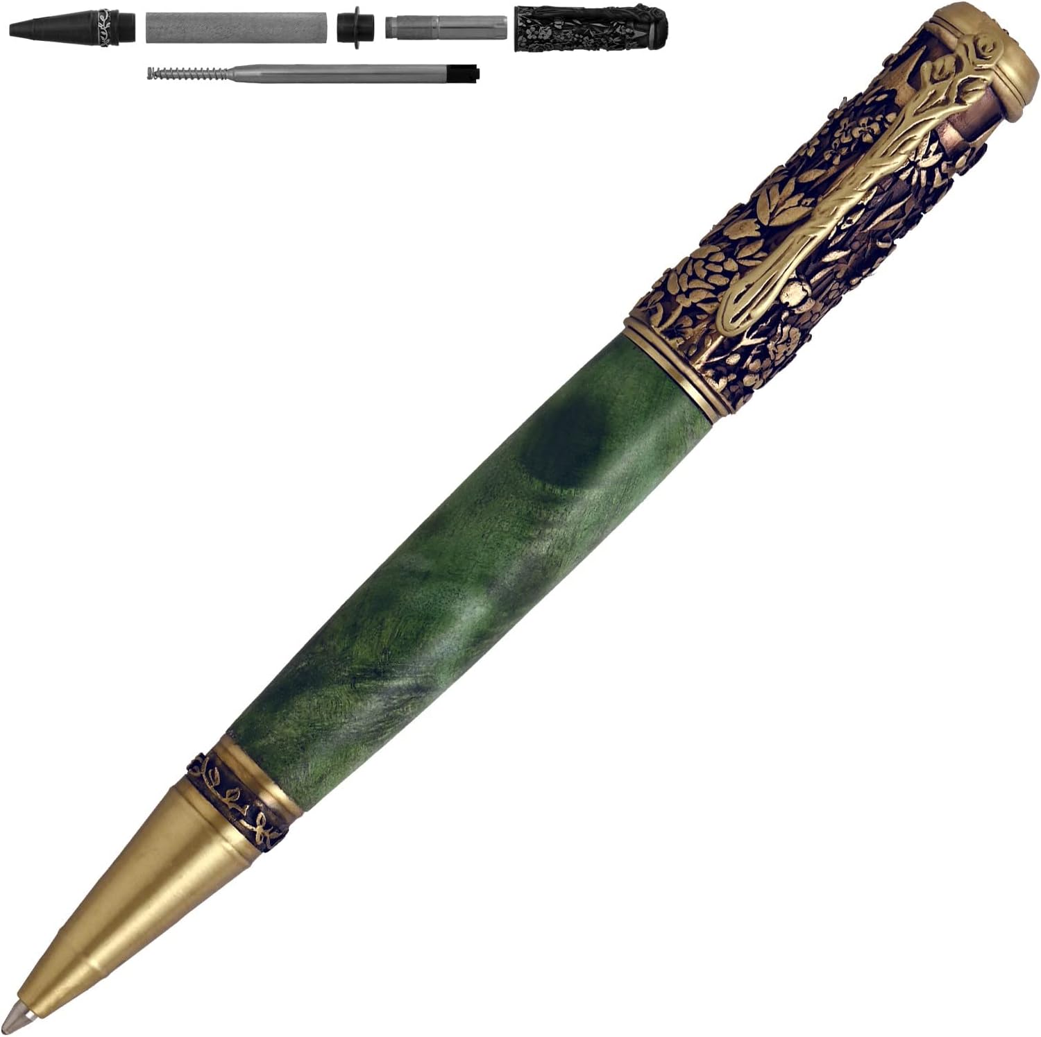 Penn State Industries PKBOTANAB Botanical Twist Ballpoint Pen Kit Woodturning Project (Antique Brass)