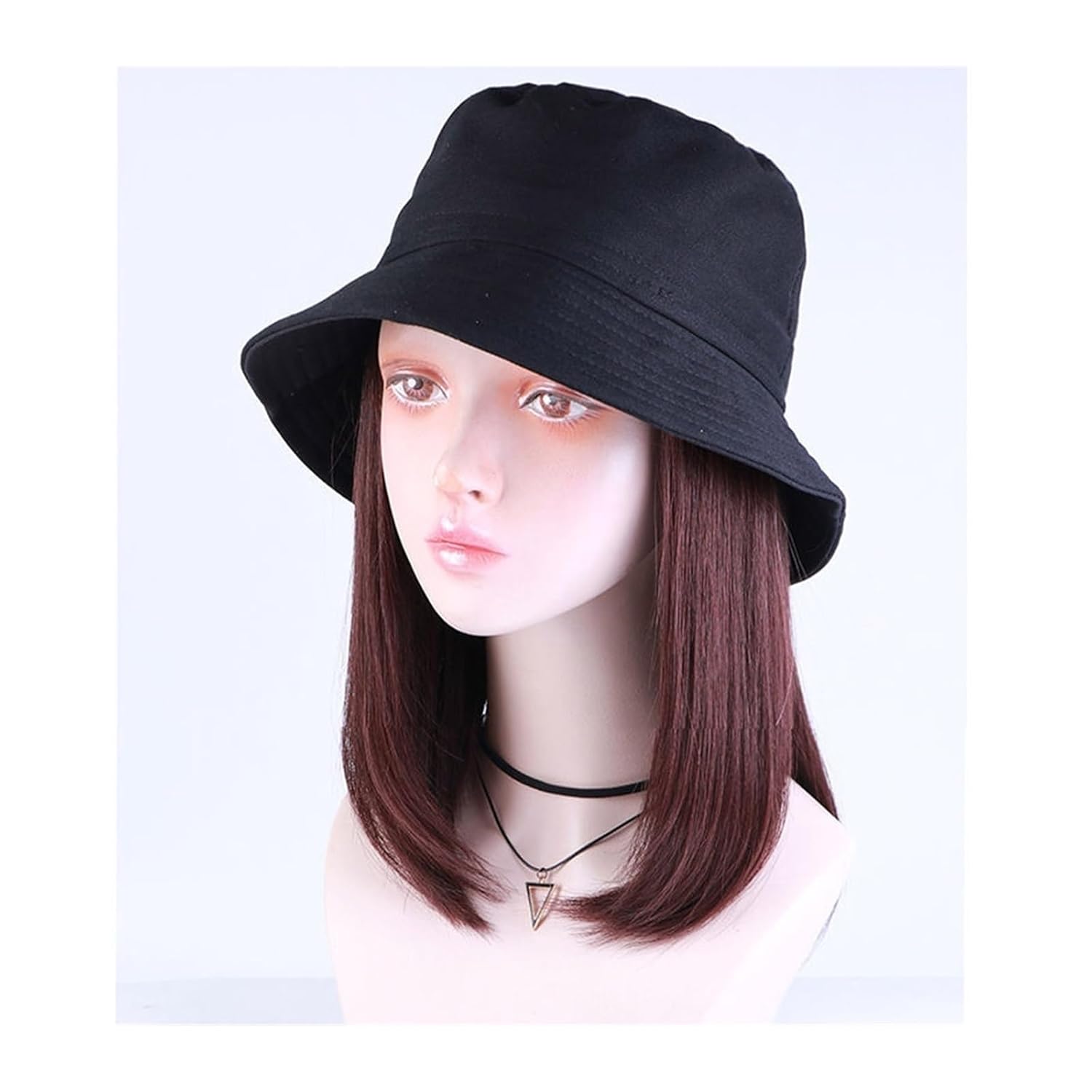 Wig Caps for Women Hat Synthetic With Hair Cap Fashion Short Straight Fall Autumn Hat Wigs For Women Clip On Hair Extensions Baseball Cap with Hair Extensions (Color : 1)