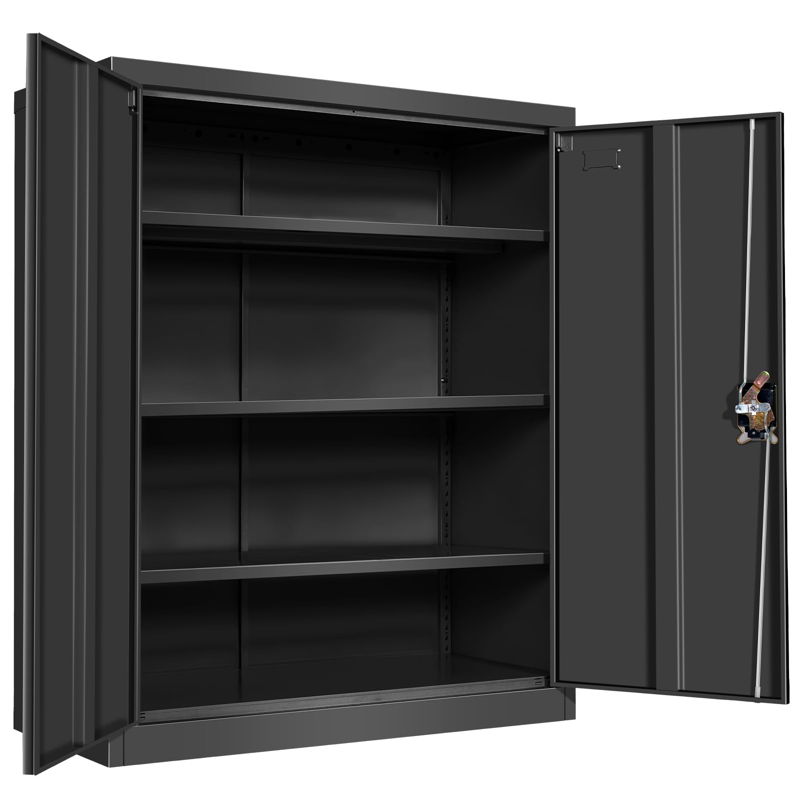Frideko Metal Storage Cabinet 90 x 40 x 109 cm - Lockable Cabinet with 2 Doors and 3 Adjustable Shelves, Storage Cupboard with Lock for Home, Office, Warehouse, Black
