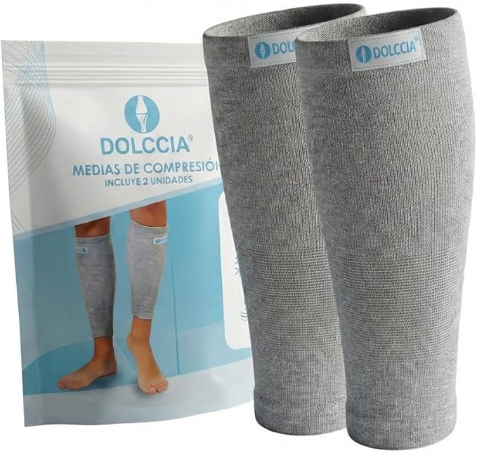 DOLCCIA 1 par Medias de compresión de bambú, Calcetines Compresivos Mujer Hombre, Mangas de Compresión para Deporte, Running, Ciclismo, Trabajo, Senderismo, Vuelo