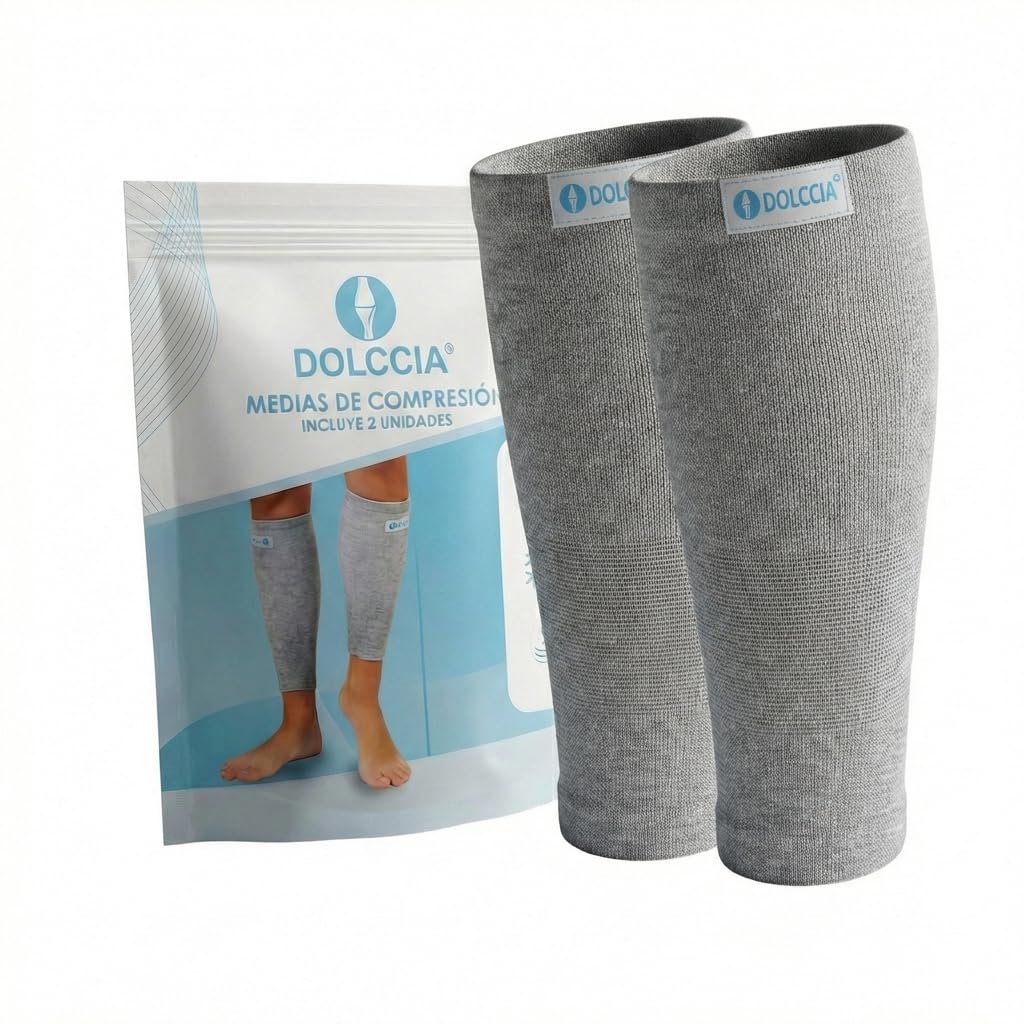 DOLCCIA 1 par Medias de compresión de bambú, Calcetines Compresivos Mujer Hombre, Mangas de Compresión para Deporte, Running, Ciclismo, Trabajo, Senderismo, Vuelo