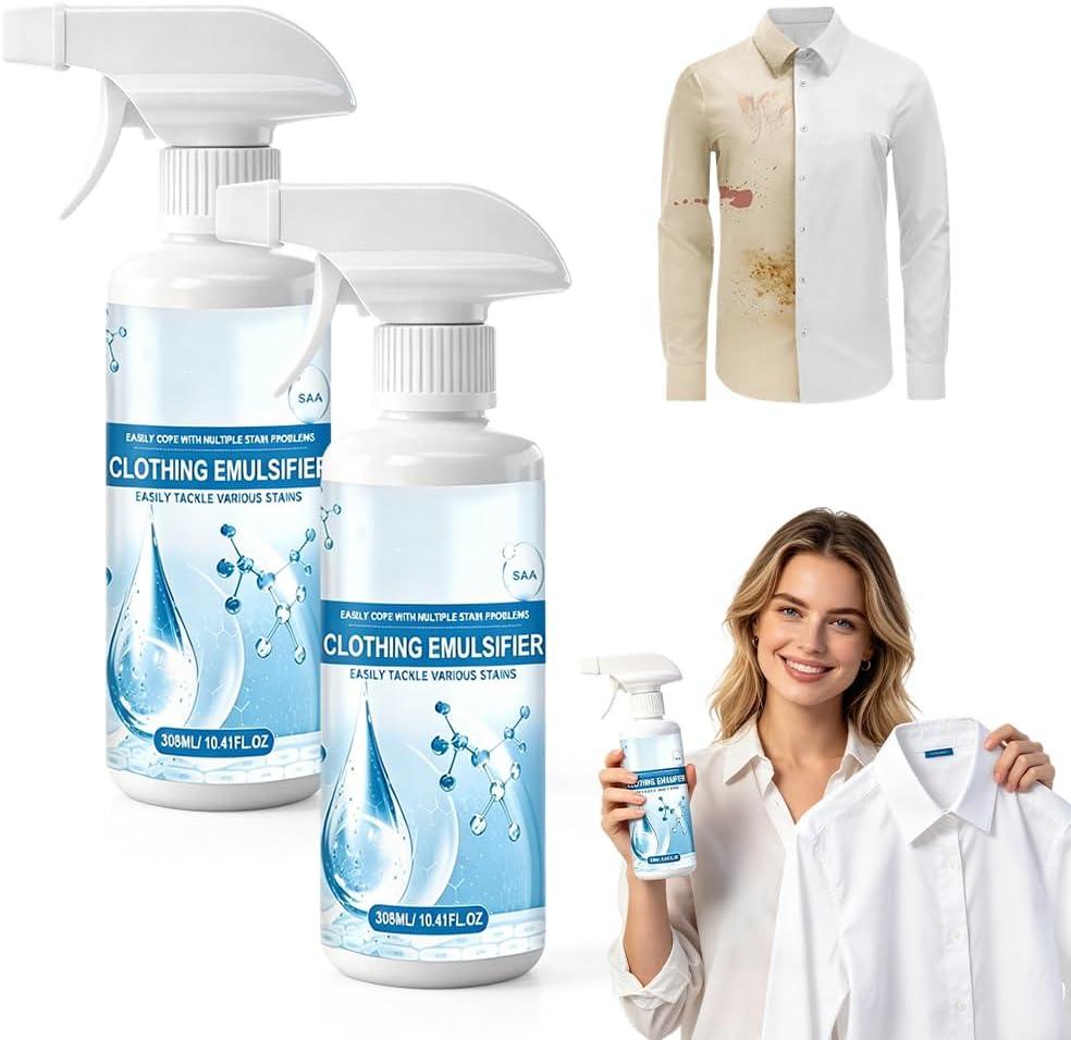 2 PCS Clothing Emulsifier, Emulsifier Clothing Cleaner,Powerful Remover Clothes Dry Clean Spray