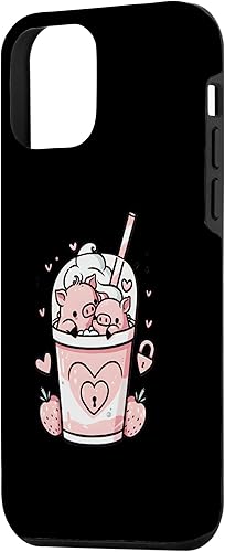 Miniatura 2 de iPhone 12 mini Retro Coffee Latte Cups Funny Pigs Valentines Day For Womens Case