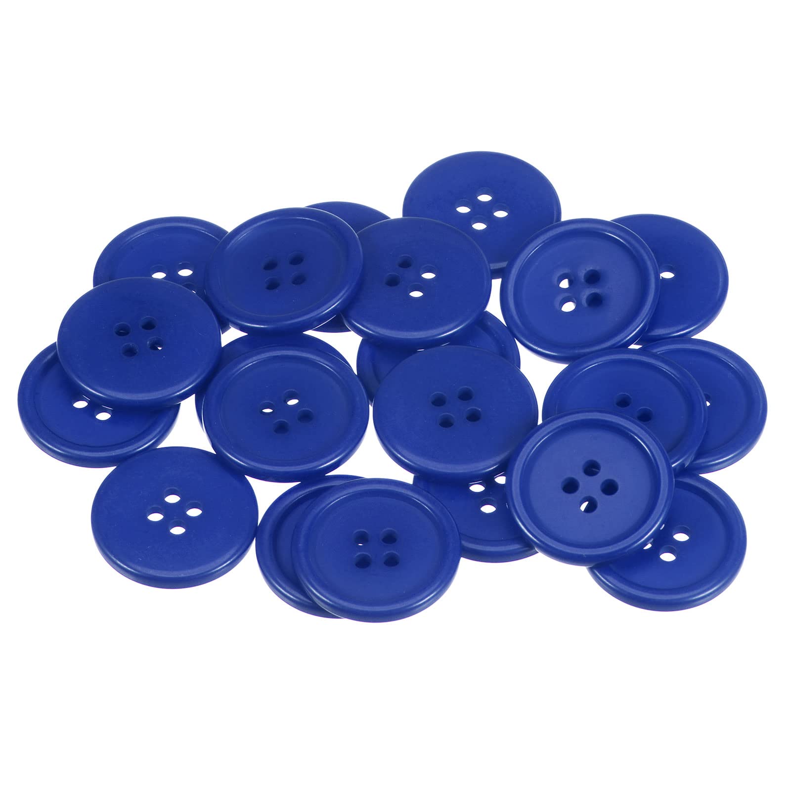 sourcing map50pcs 40L Sewing Buttons 1"(25mm) Resin Round Flat 4-Hole Craft Buttons for Sewing Clothing and DIY, Dark Blue