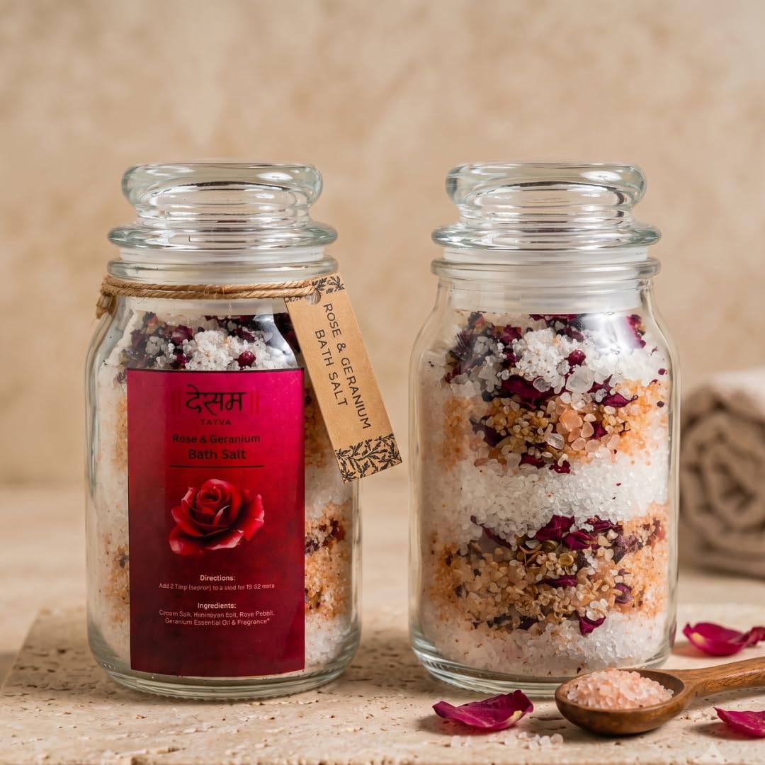 Desam Organics Rose & Geranium Bath Salt/Foot Soak – Relaxing Aromatherapy Blend with Epsom Salt & Essential Oils | Soothes Muscles, Softens Skin, Uplifts Mood (125g)-image-30