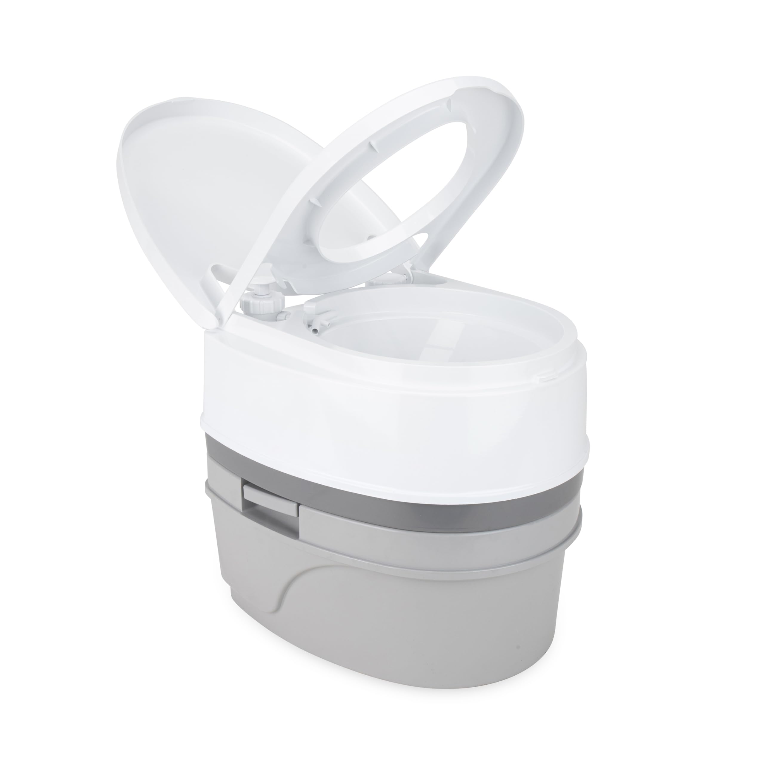 Camco RV Premium Travel Toilet - Features a 5.3-Gallon Detachable Holding Tank, Pump Flush Design &amp; Spring-Loaded Latch (41544)
