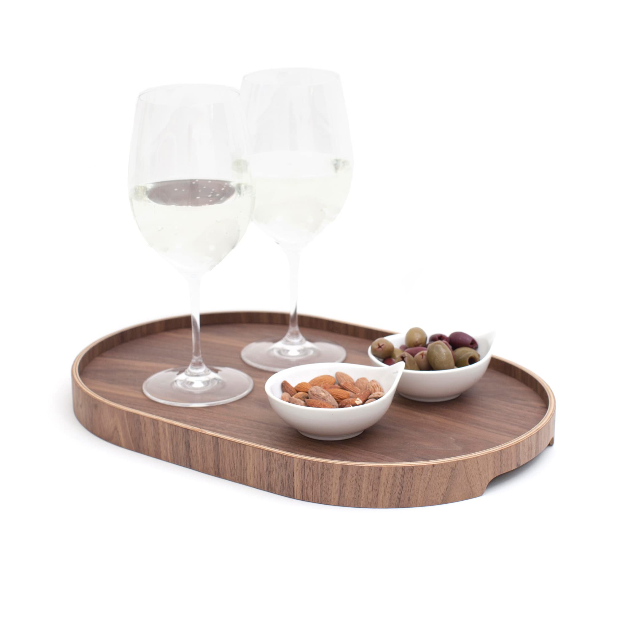 Vassoio da portata Antiscivolo. Vassoio portatile per colazione, pranzo, cena. Legno di noce naturale. MEDIO (39x26x3 cm)