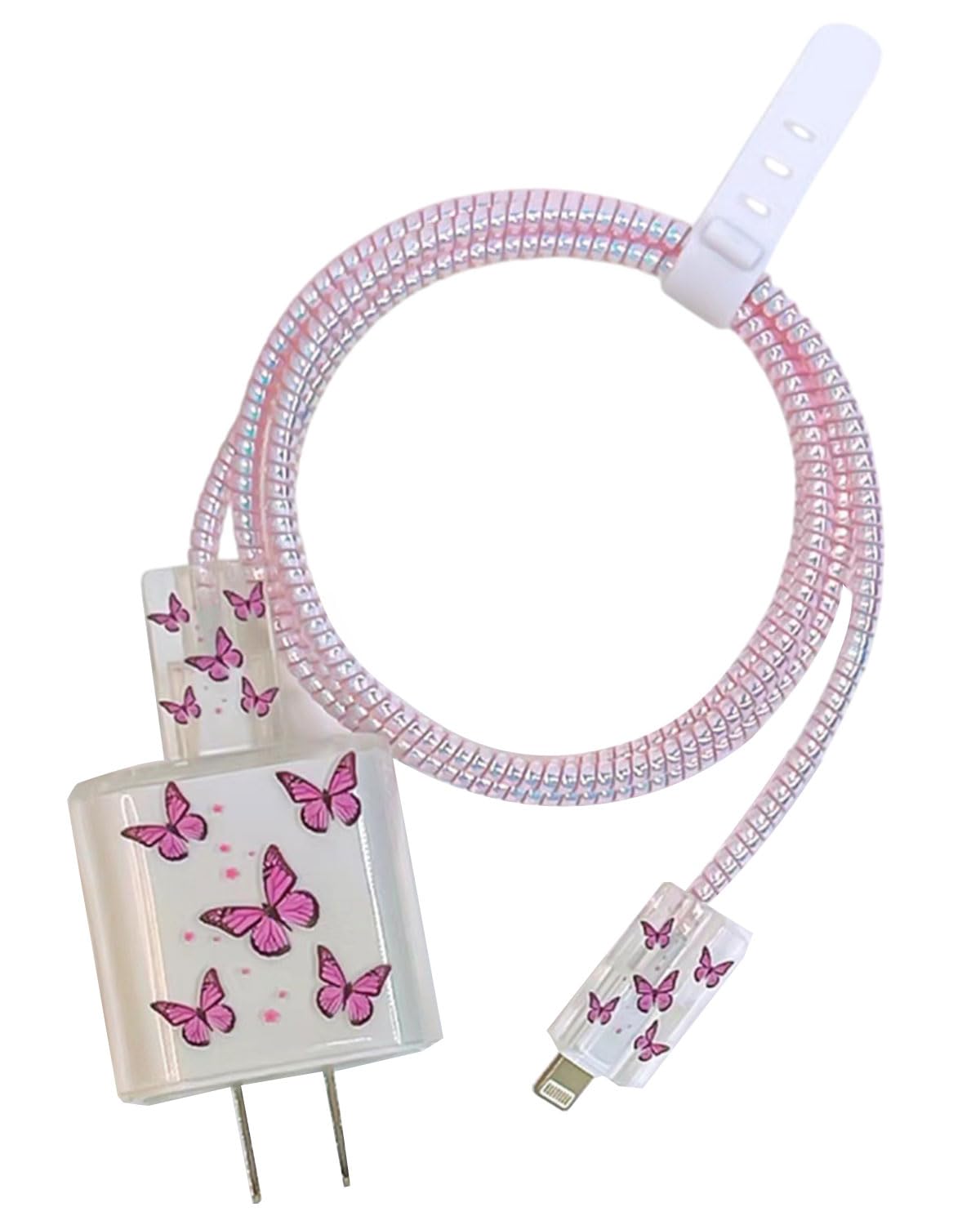 Protezioni a Forma di Fiore, Kits di Cavi Protezioni Compatibile con iPhone, Protettivi per Caricabatterie USB-C per Donne, Antigoccia Impedisce de Cavo Linee Dati, Anti-Rottura da Gatto(Rosa)