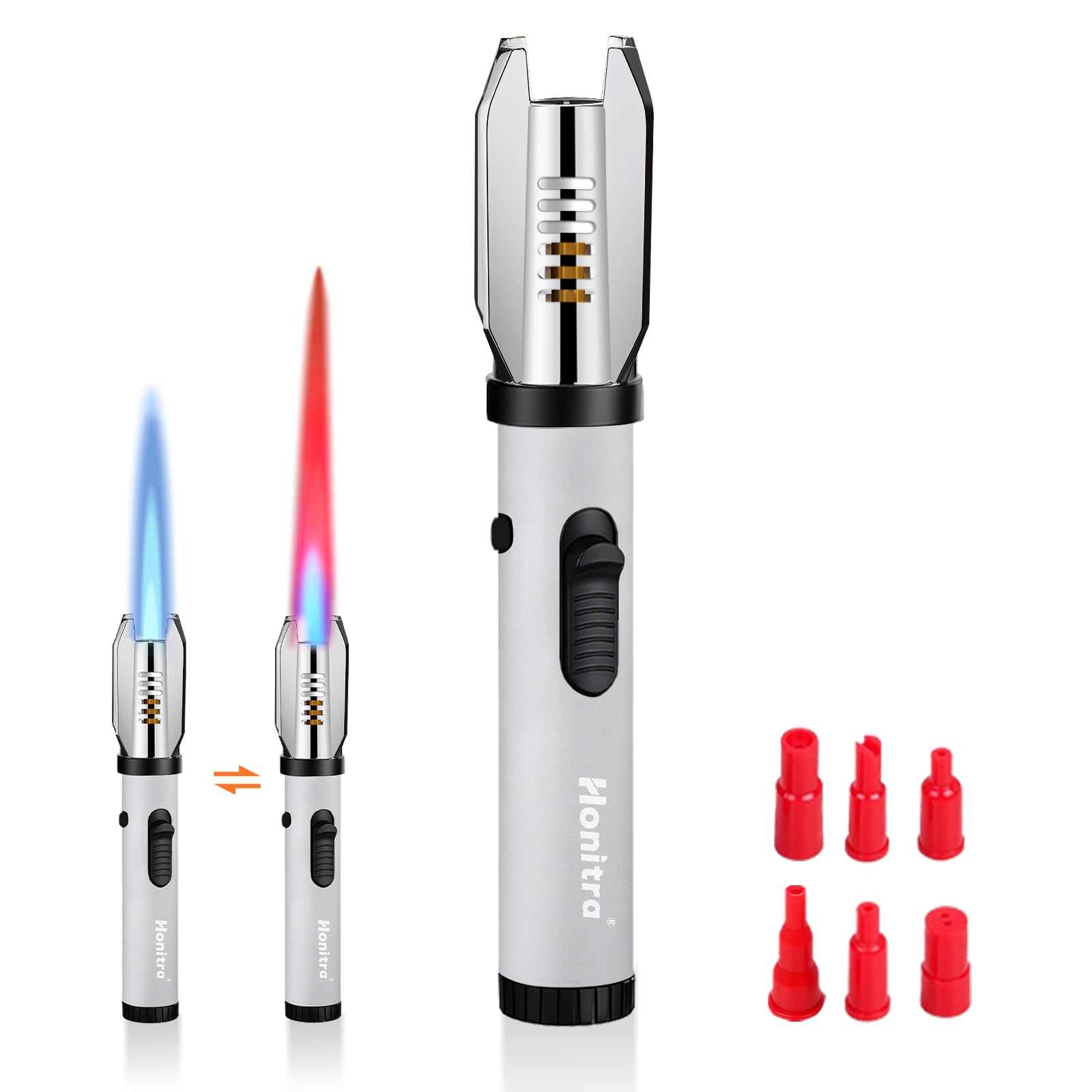 Torch Lighters Butane Lighters Adjustable Jet Flame Torch Lighters Windproof Refillable Gas Torch Lighter Long Lighter for Candle