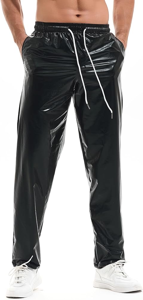 Amazon.com: AMY COULEE Mens Metallic Shiny Pants Disco Rave