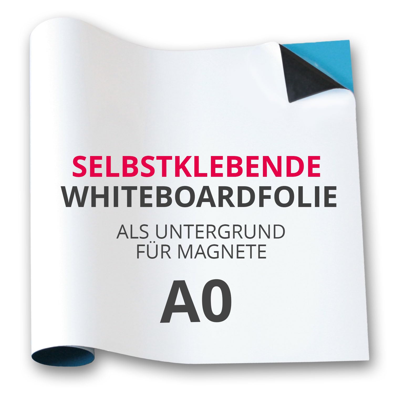 Ferrofolie Whiteboard-Folie selbstklebend I DIN A0 118,9 x 84,1 cm I flexibel beschreibbar abwischbar I Haftgrund für Magnete I XXL in weiß I mag084