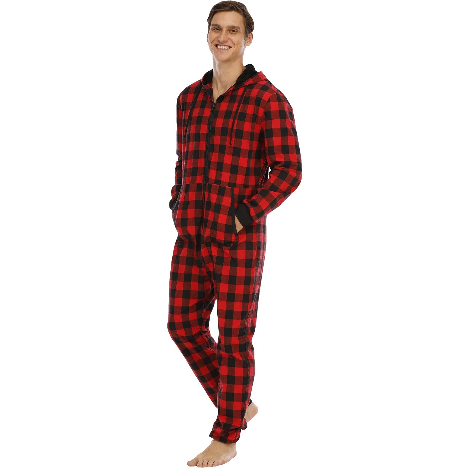 CMBSSTFC Kombinezon Męski przytulny polarowy strój rekreacyjny Męska ciepła zimowa piżama Onesie Kombinezon zakrywający całe ciało z długim rękawem Przytulne kombinezony Teddy Fleece Jednoczęściowy