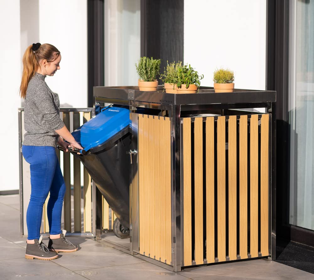 WESTMANN Mülltonnenbox für 2X 240L Mülltonnen 84x134x125 cm Silber 240 L