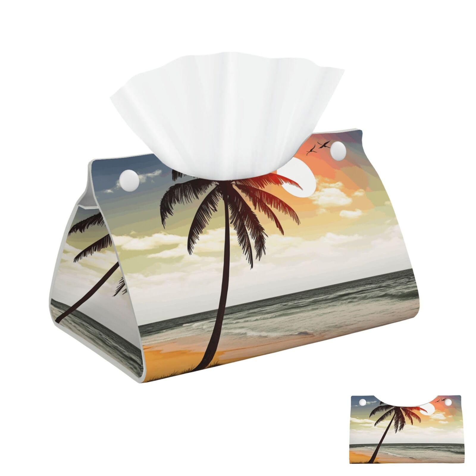 Palm Tree on Beach Tissue Box Cover Square Cube Boxes