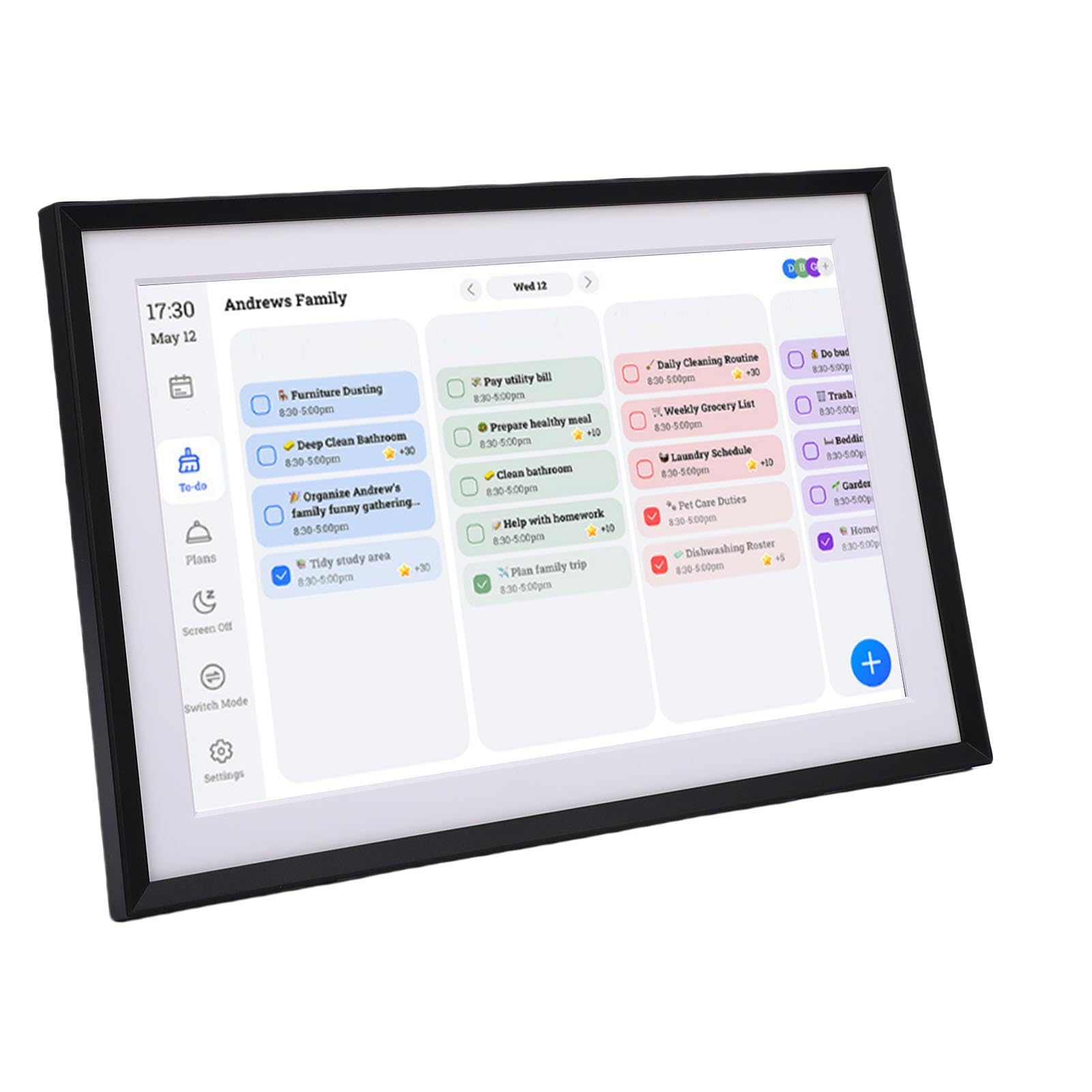 VBESTLIFE Calendario Digital Inteligente de 10,1 Pulgadas, Planificador Familiar con Pantalla Táctil HD y Calendario con Tabla de Tareas y Planificador de Comidas, para Planificación (EU)