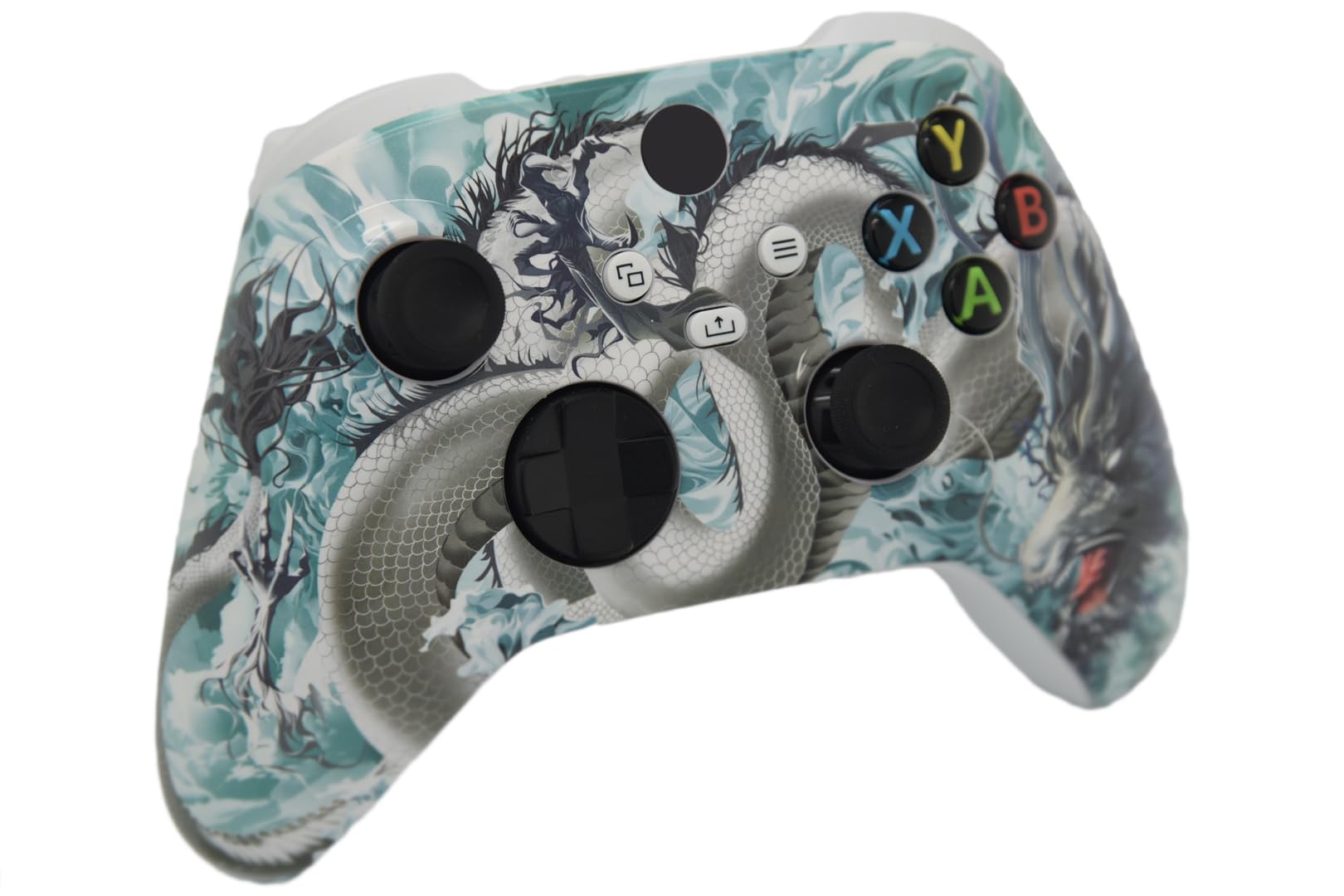 Controller personalizzato aerografato a mano compatibile con Xbox Series X/S e Xbox One (serie X/S drago bianco)