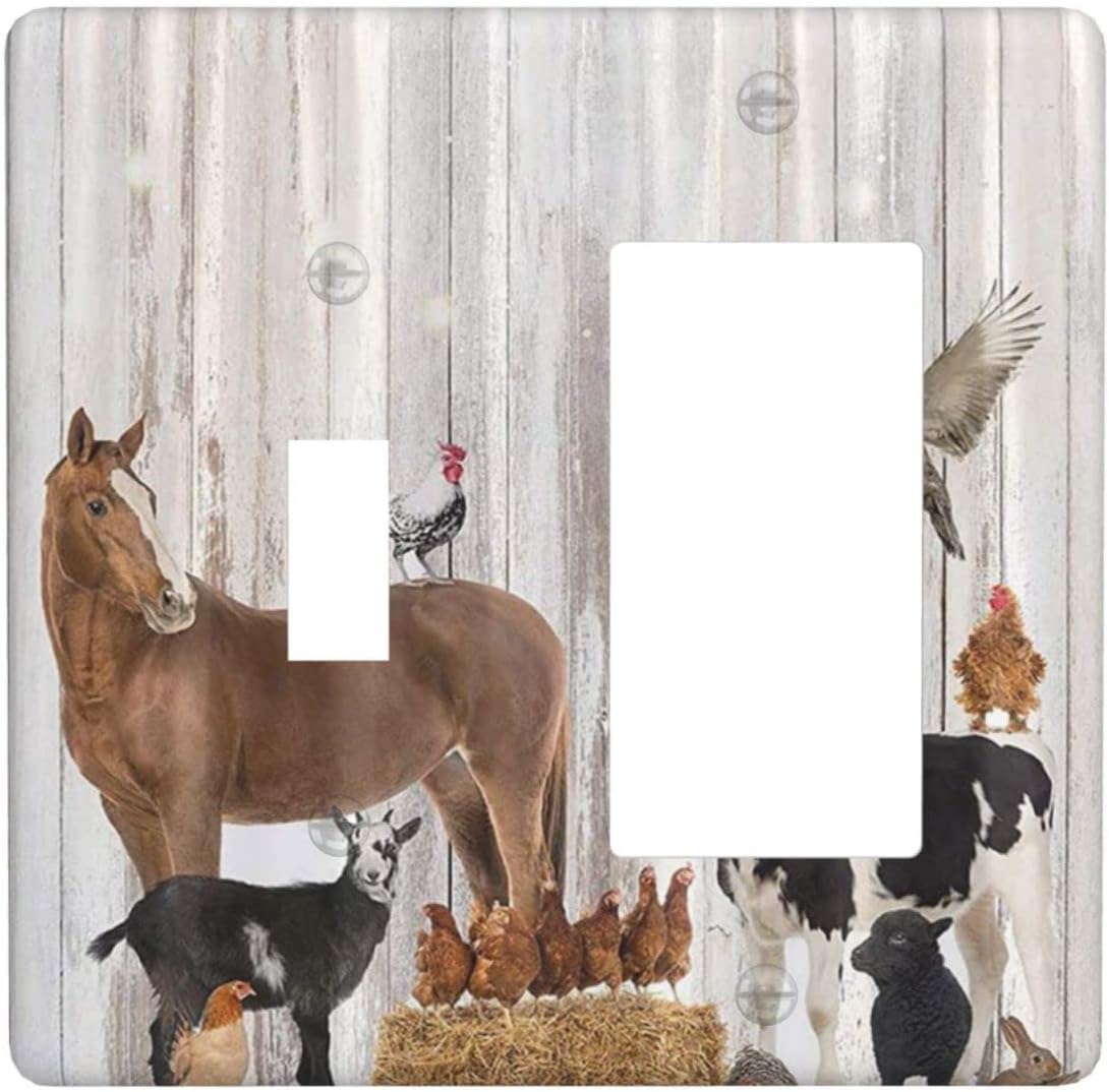 Rustic Farmhouse Animal Barn Door 2 Gang Light Switch Plate Covers ...