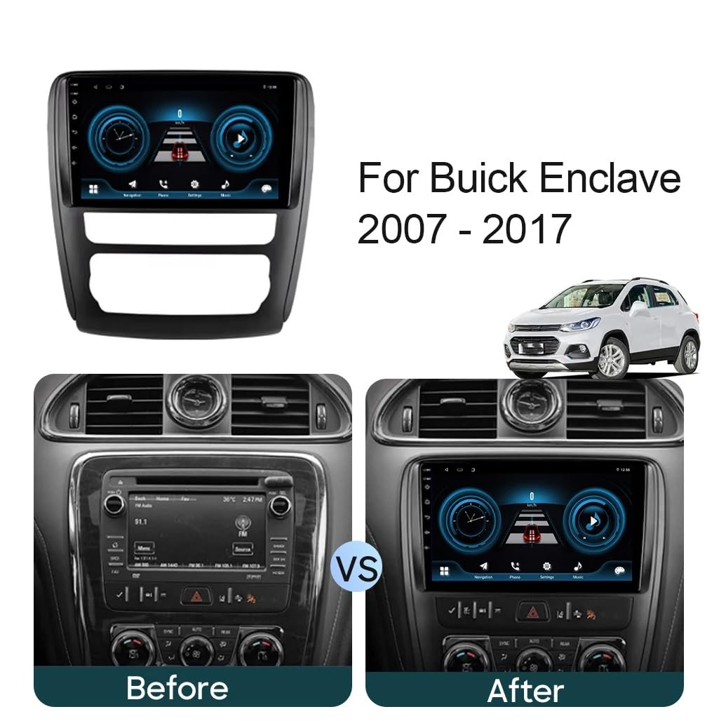 Wyświetlacz Carplay dla Buick Enclave 2007-2017 Mirror Link, Asystent Głosowy, Nawigacja Na Żywo, Ekran Dotykowy, Bluetooth, 8 Rdzeń 4G+64G