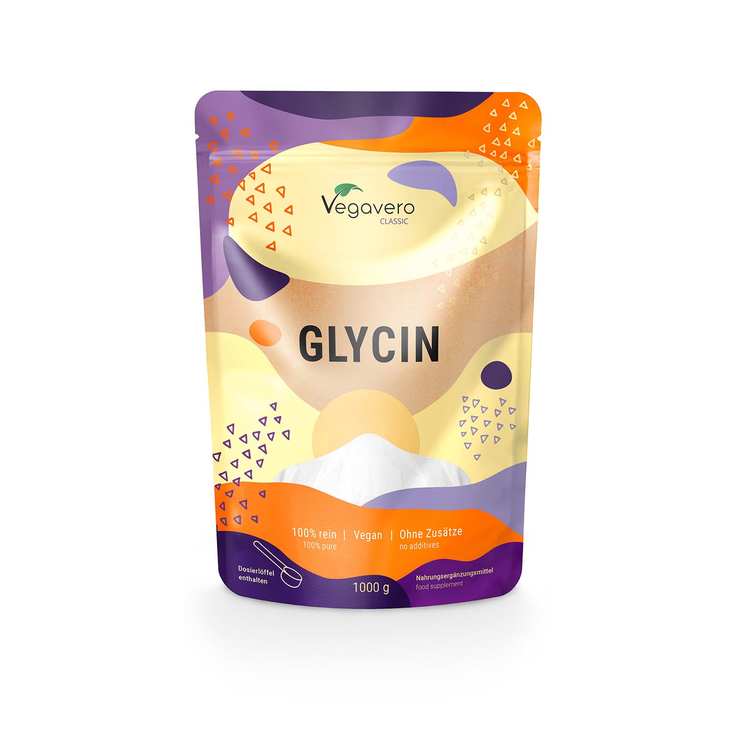 GLICINA Vegavero® | 1000 g (1 kg) in Polvere | 100% L-Glicina Pura | Senza Additivi | Integratore per Dormire Meglio e per Articolazioni | con Misurino | Vegan