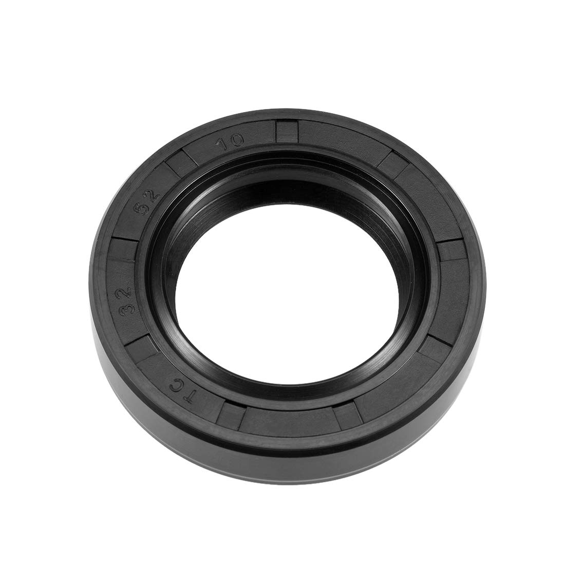 uxcell Oil Seal, TC 32mm x 52mm x 10mm Nitrile Rubber Cover Double Lip with Spring for Bearing Shaft, Black Pack of 1