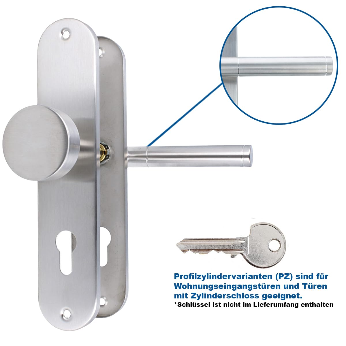 MS Beschläge Stainless Steel Long Plate Door Fitting, Door Handle Münster, Handle Set for Room Door Toilet - Image 2