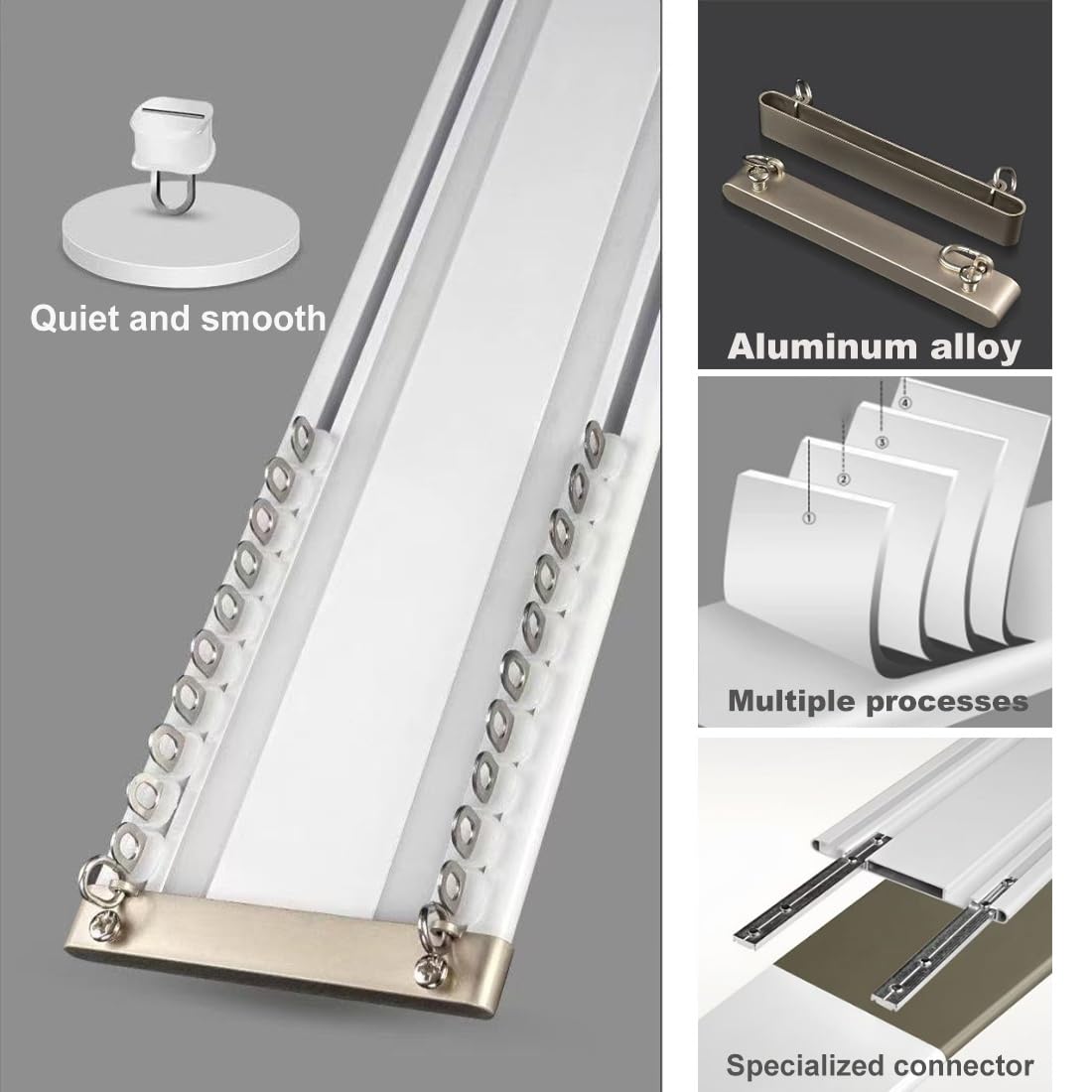 Kit de tringle à rideaux double en aluminium fin – Parfait pour les fenêtres à ouverture vers l'intérieur – Installation facile pour une décoration d'intérieur élégante – Longueur réglable et design