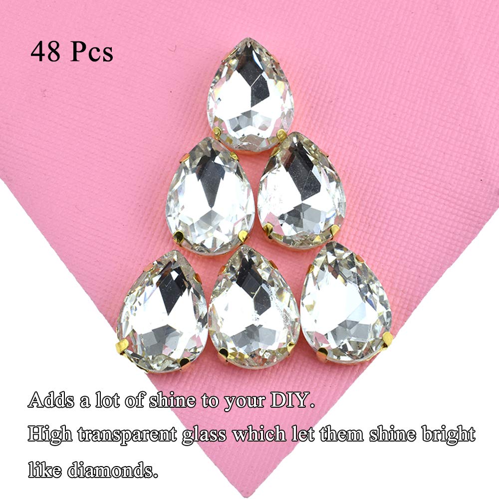 Clear Rhinestones Hahiyo 24-Piece Rhinestone Claw Bases - Transparent ...