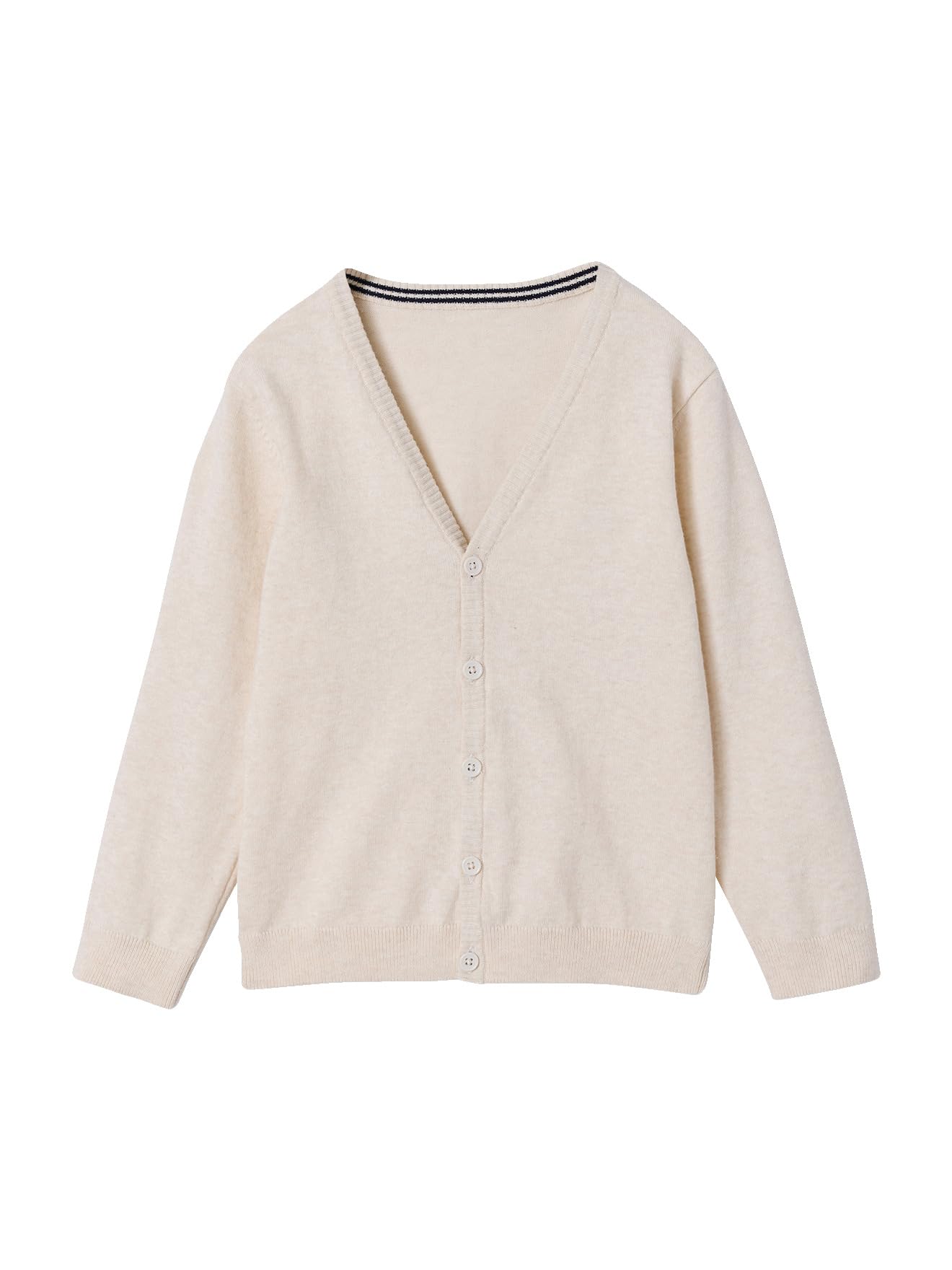 VERTBAUDET Gilet en Maille col V Basics Blanc chiné 3A