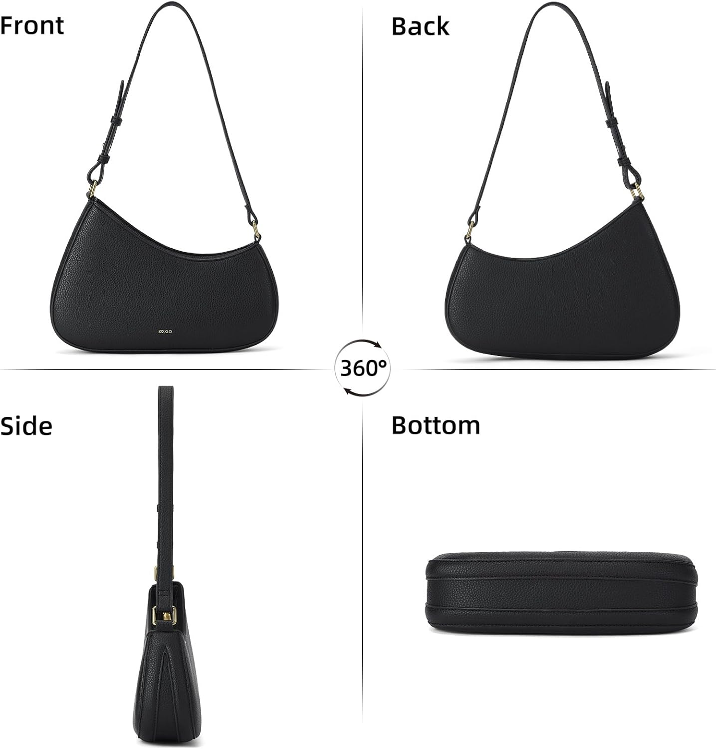 Shoulder Bag for Women, Small Cute Purse Leather Handbag, Trendy Crescent Clutch with Zipper Little Lightweight Going Out Bag - Image 6