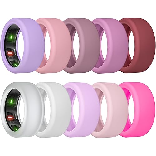 Ring Cover for Oura Ring Gen 4/ Gen 3, Anti-Scratch Elastic Silicone Oura Ring Case Protector for Men Women Working Out Gym (10Collors-2, S (6/7/8/9/10))