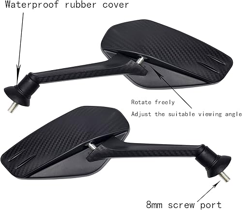 Miniatura 5 de Mamiko Espejos universales de motocicleta de 0.315 pulgadas para manillar de 78 pulgadas, compatible con ATV, motos de nieve, scooter, ciclomotor,