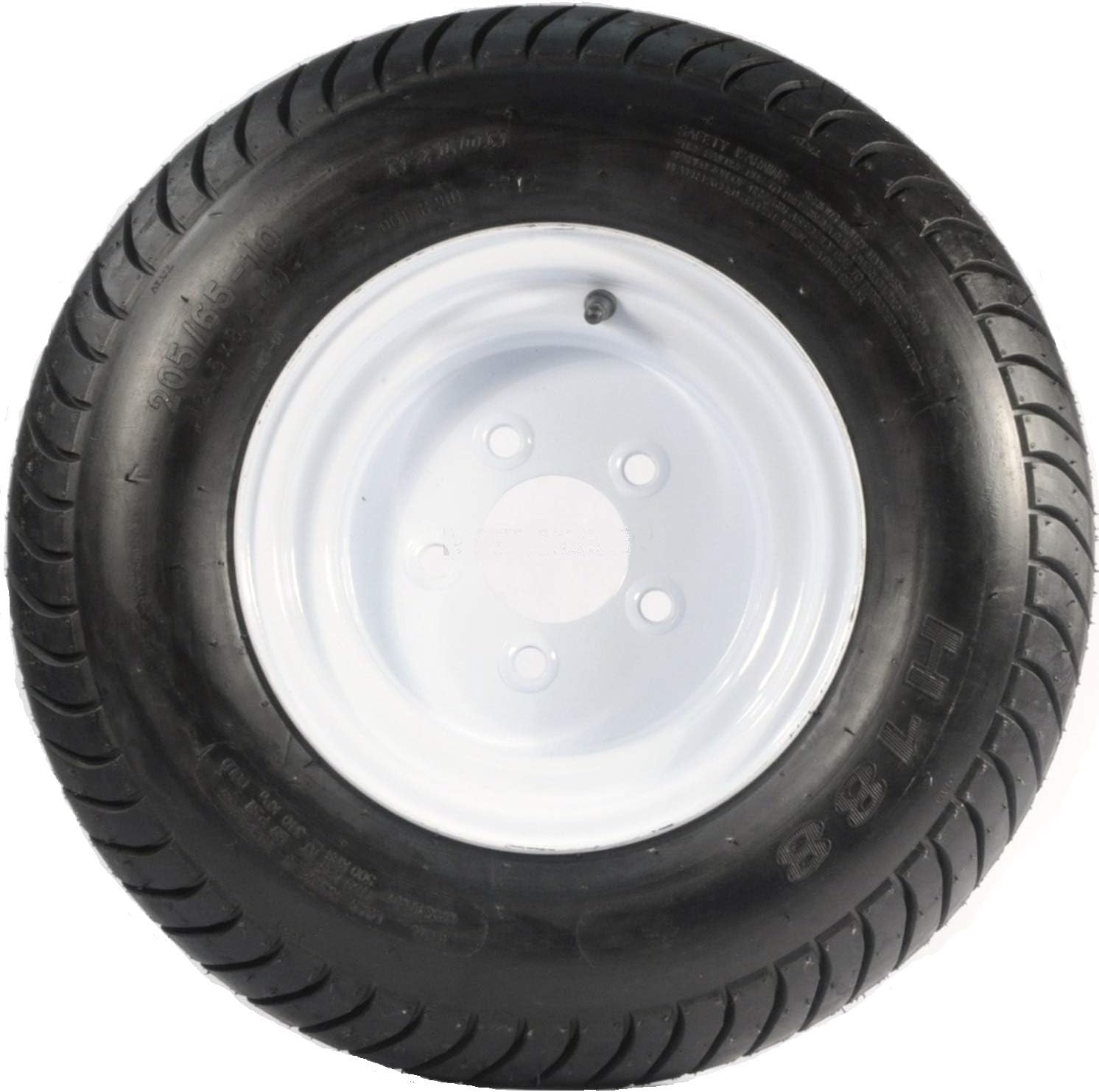 205/65-10 LRC 6 PR Bias Trailer Tire on 10" 5 Lug White Steel Trailer Wheel