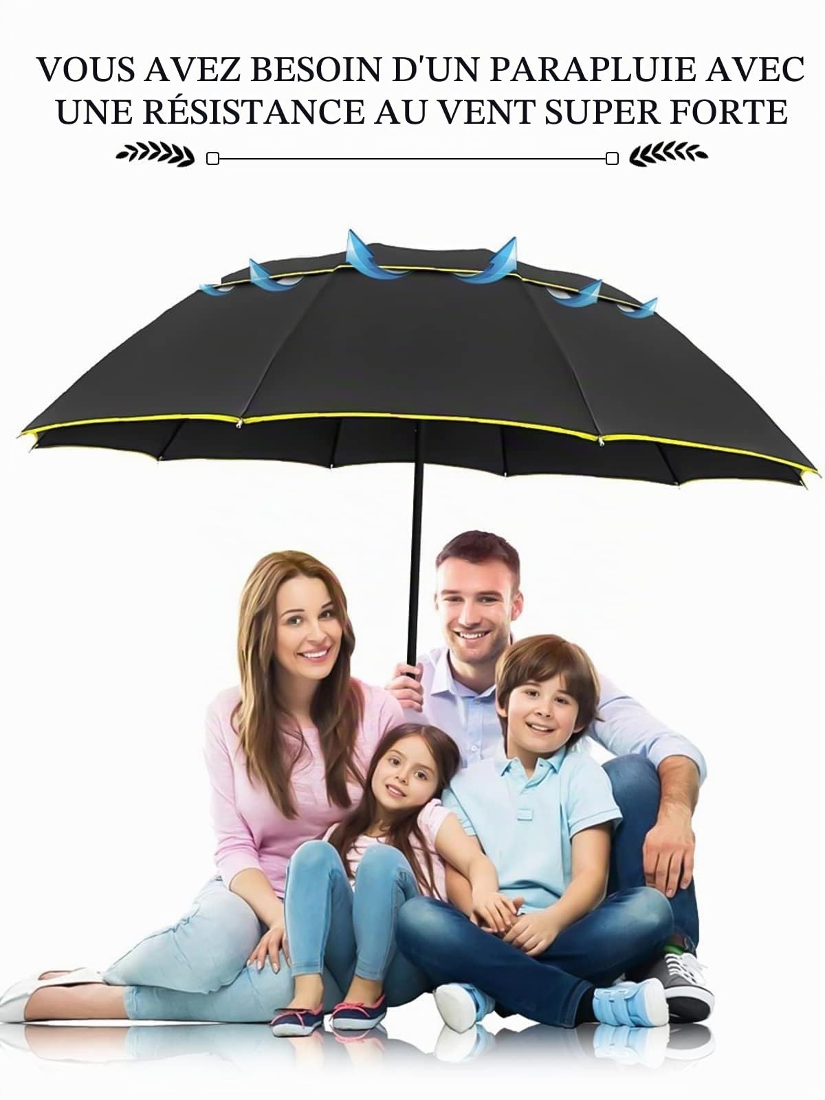 Kalolary Grand parapluie de golf compact extra large de 157,5 cm, double auvent ventilé, coupe-vent, imperméable, pour homme et femme