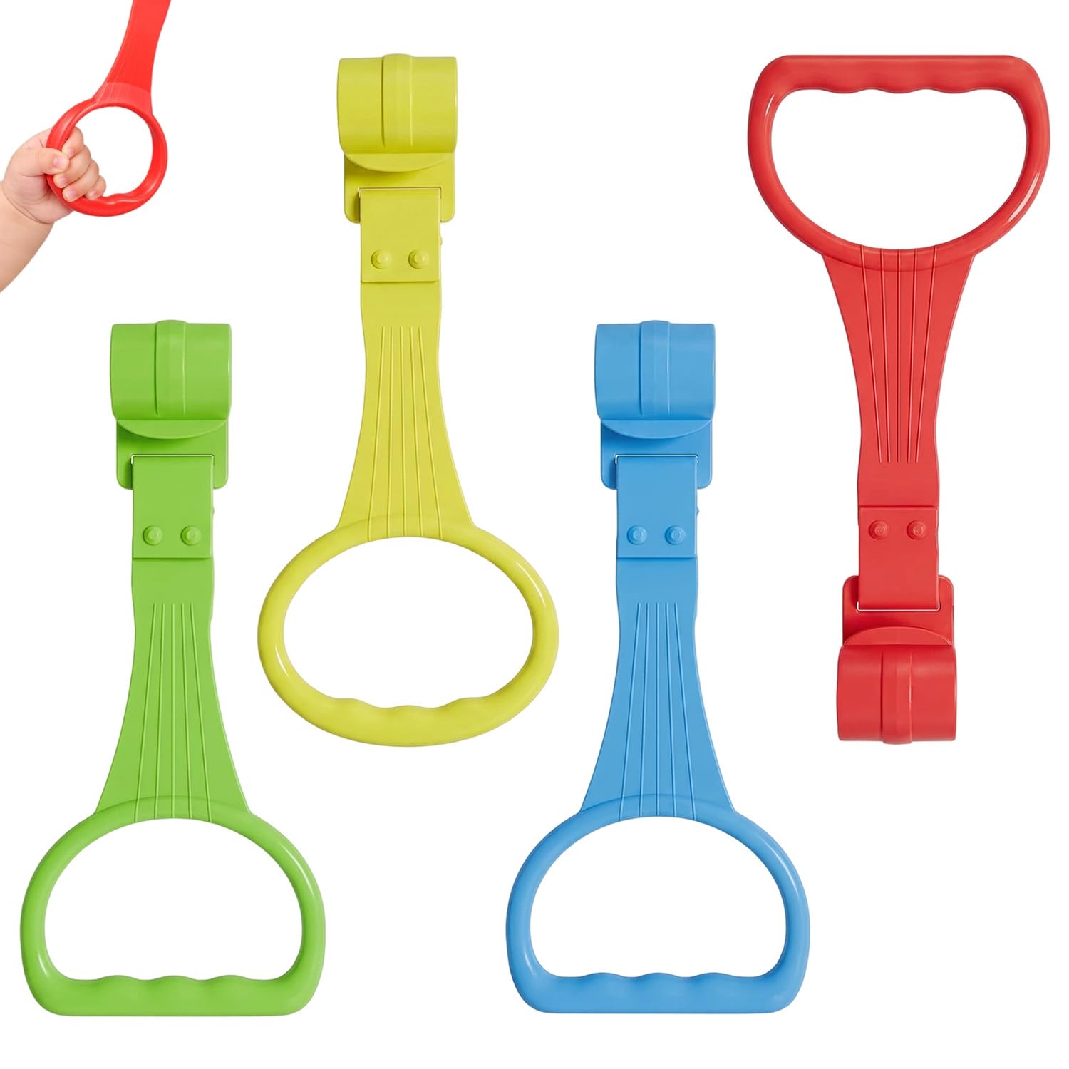 4 Anillas para Parque Infantil Bebe, Ayuda a Ponerse de Pie y Caminar, Anillos de Seguridad para Cunas y Parques de Juegos, Entrenamiento de Equilibrio para Bebés, 4 Colores
