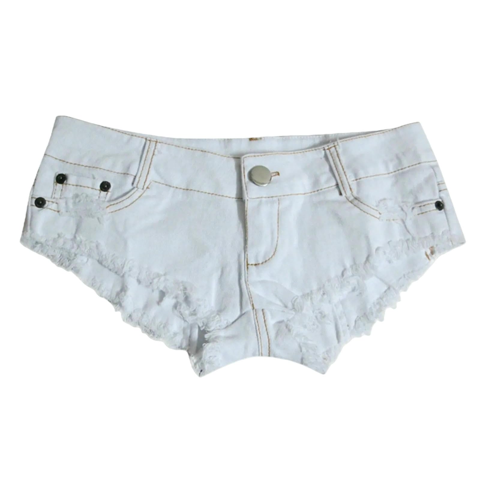 Short denim femme taille basse blanc mode déchiré mini jean pour rave party XL