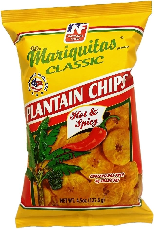Mariquitas Plantain Chips, Hot and Spicy, 4.5 Ounce (Pack of 12)