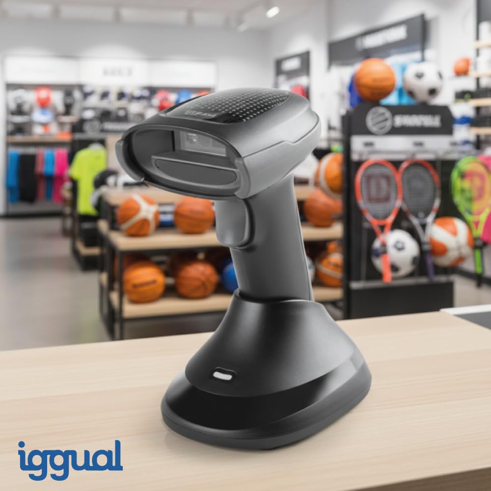iggual Lector código barras 2D Bluetooth 2.4G base