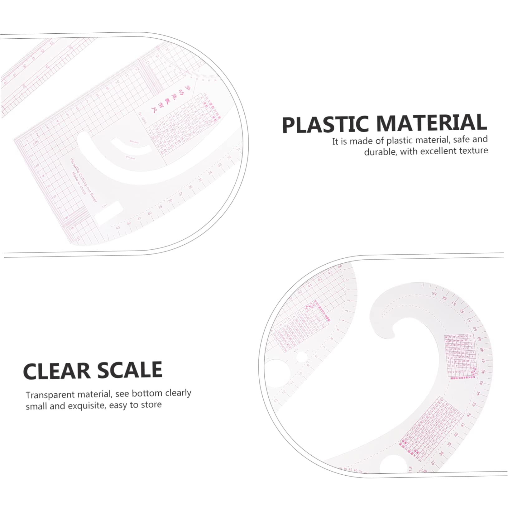Ciieeo Herramientas De Corte Regla Curva Para Ropa Regla De Costura De Plástico Para Prueba De Ropa Taller