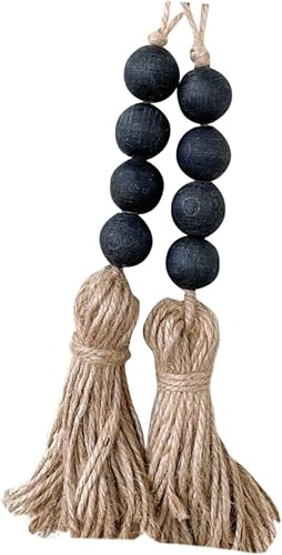 Hoement 2 guirnaldas colgantes para ventana cuentas de oración de campo negro borlas decoración de bola adorno de pared puerta de fiesta decoración