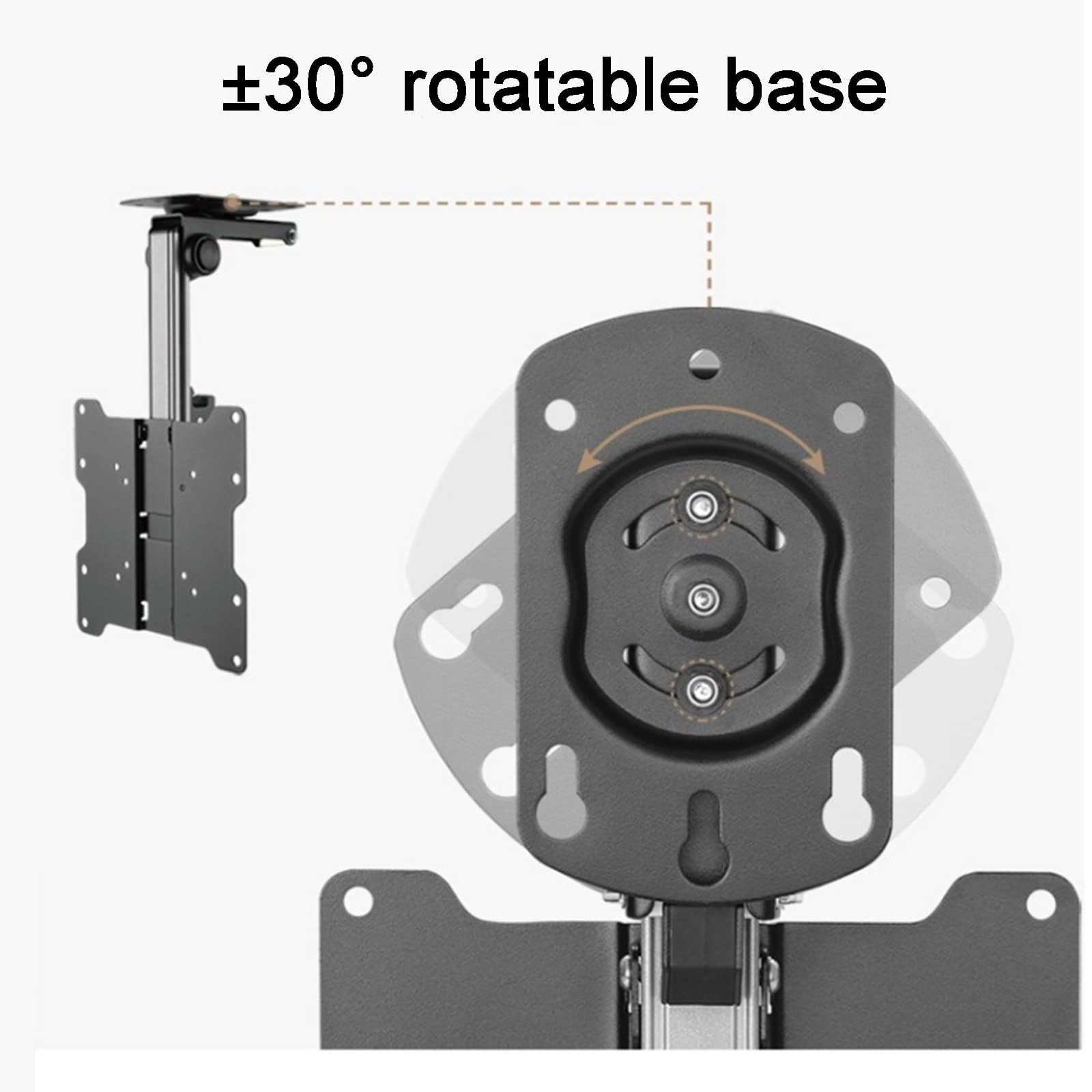 THEGA Supporto TV per LED - Supporto da Soffitto per TV, per Televisori da 17-37 Pollici, Supporto per TV/Monitor Ribaltabile da 0-90°, Girevole A Sinistra/Destra di ±30°, VESA Massimo 200x200 Mm