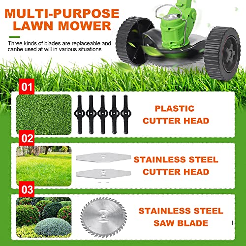 Cordless Grass Trimmer Weed Wacker: 24V Power Grass Trimmer Lawn Edger with 2.0Ah Li-Ion Battery, Adjustable Height Weed Eater Tool for Garden and Yard Red