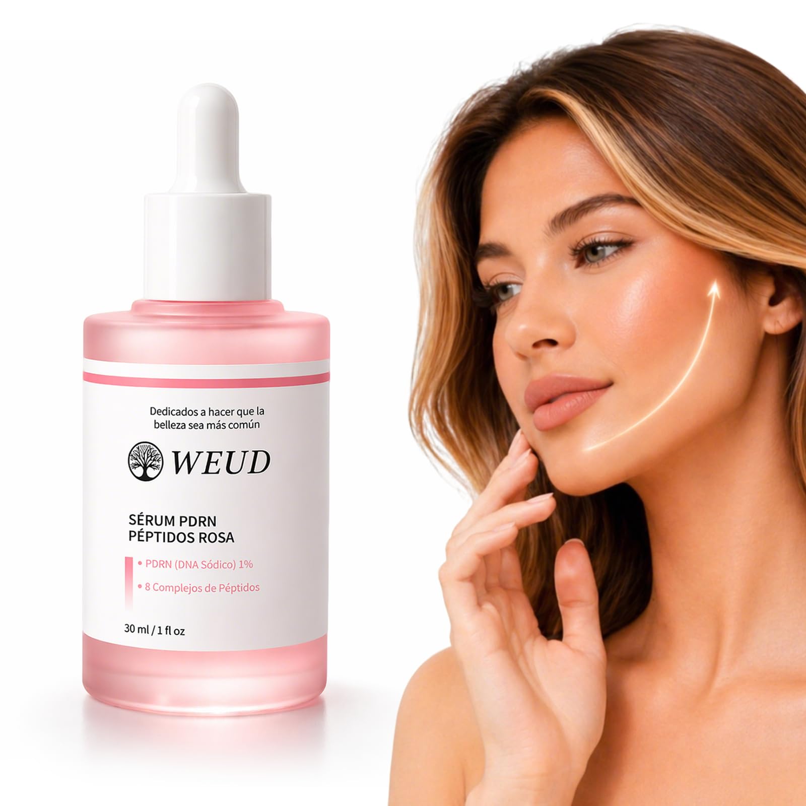 WEUD Serum Coreano Original, Serum Facial con Salmon DNA PDRN, Multi Péptido, Niacinamida, Cuidado Antiedad y Reparador, Reafirman, Ilumina la Pie, Suero PDRN para Todo Tipo de Piel (30ML)