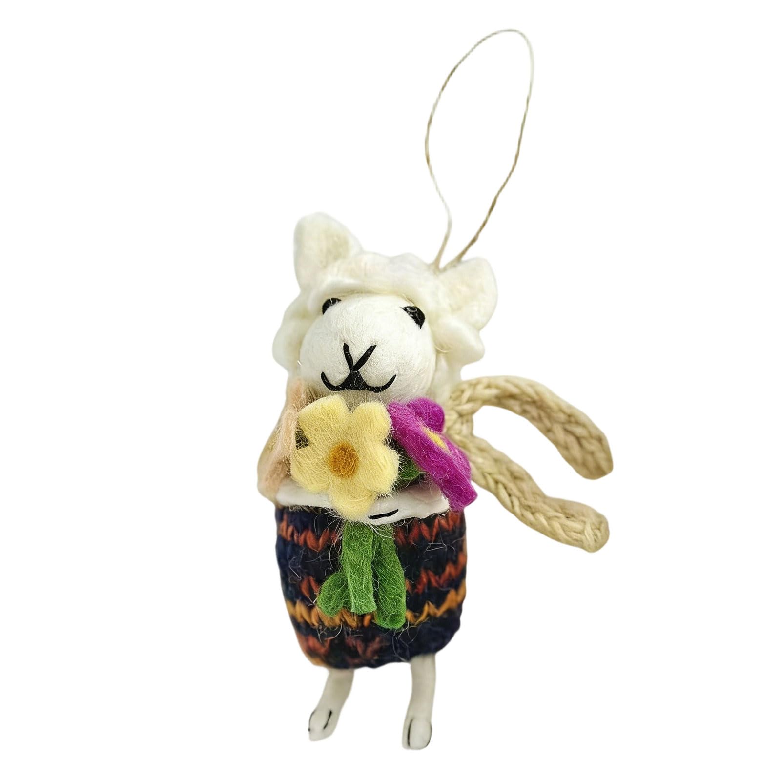 ZEPFJHE Crochet Flower Keychains Purse Bag Accessories Charm Car Keyrings Valentines Gift Sheep Keychain Women Crochet Flower Sheep Keychain