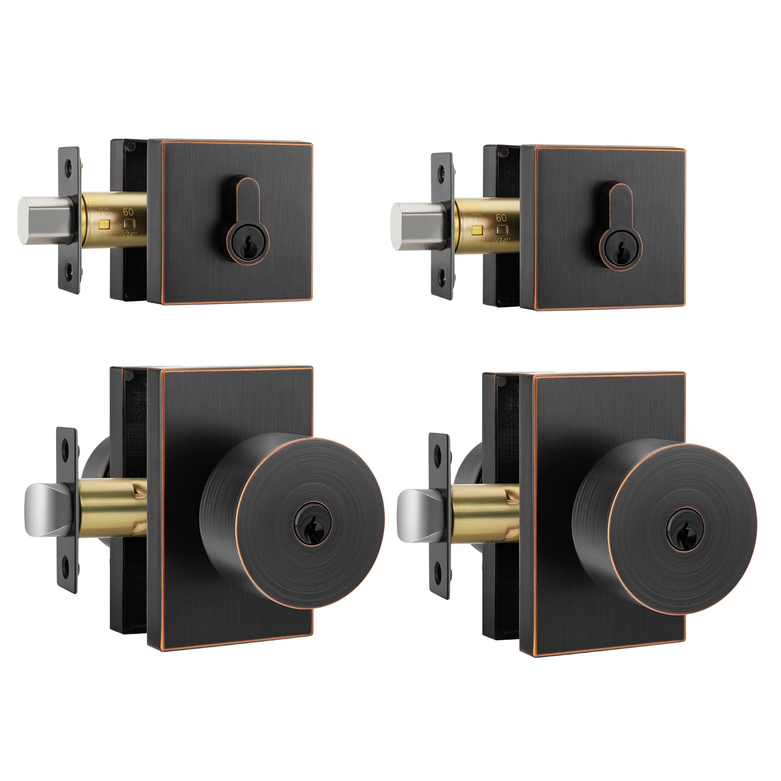 Brushed Gold Door Lock Set - Keyed Alike & Deadbolt -24 Brushed Gold Door Lock Set - Keyed Alike & Deadbolt -24