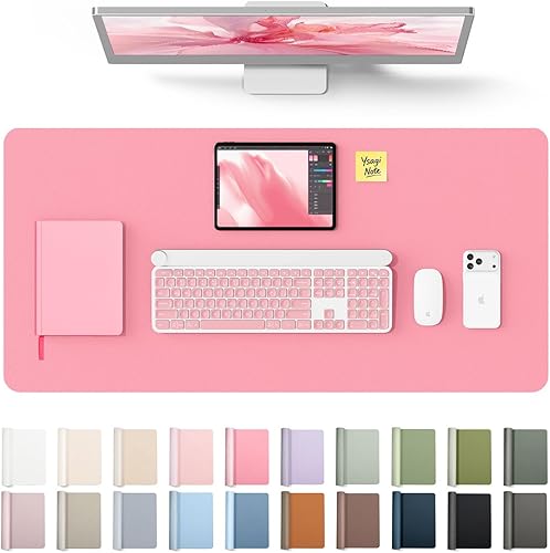 Miniatura 47 de YSAGi Protector de escritorio de cuero, tapete de oficina, alfombrilla grande para mouse, secante antideslizante de cuero PU, escritorio