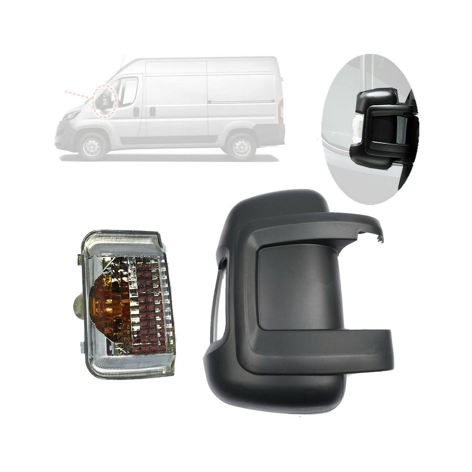 Zestaw osłon lusterka na drzwi z lewej i prawej strony do Fiata Ducato Peugeot Boxer Jumper Relay 6325.H1, 71748253, 71748252, 6325.H0, 735424438, 8156.77, 8156.78