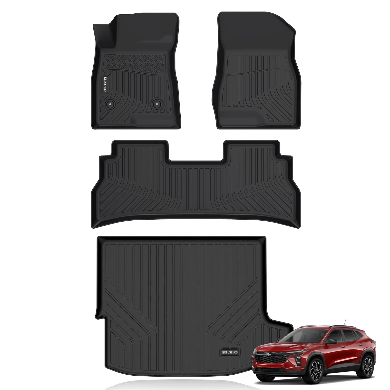 KELCSEECS Floor Mats & Cargo Liner Custom for Chevrolet/Chevy Trax 2024 All Weather Protection TPE Floor Liners Front& Rear Row Full Set Accessories Black
